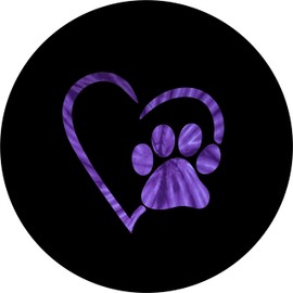 Tire Cover Central Pet Paws Love Heart Purple Tie Dye Spare tire Cover (Select tire Size/Back up Camera Option in menu)