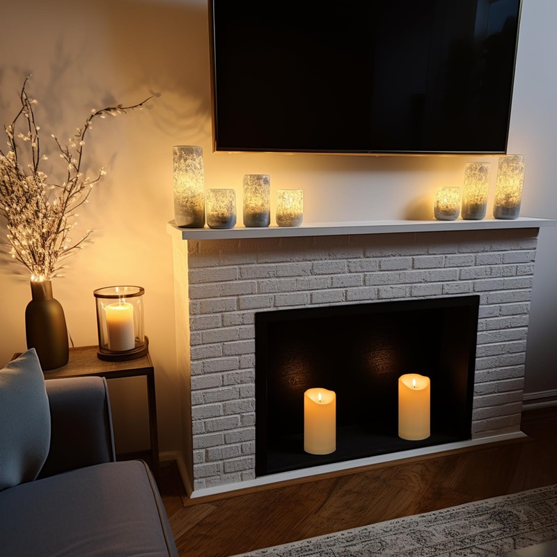 ANGELLOONG 9" x 4" Large Flameless Candles with Remote, Battery