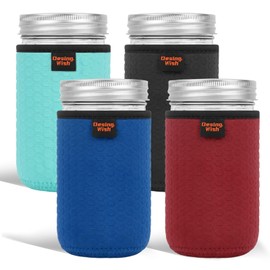 Desing Wish Pack of 4 12 oz Regular Mouth Mason Jars Jars Sleeve Cover Non-Slip Preserving Jars Sleeve Jars Fermentation Jar Cover Protection Sprouting Jar Kimchi Container Germination Jar Sleeves