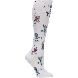 Nurse Mates EKG Heart and Holiday Compression Trouser Socks, Nurses Rock, One Size