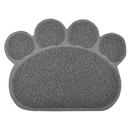 DM Paw-Shaped Cat Litter Box Debris Catcher Mat, 15.75x11.75 Inches (Gray)