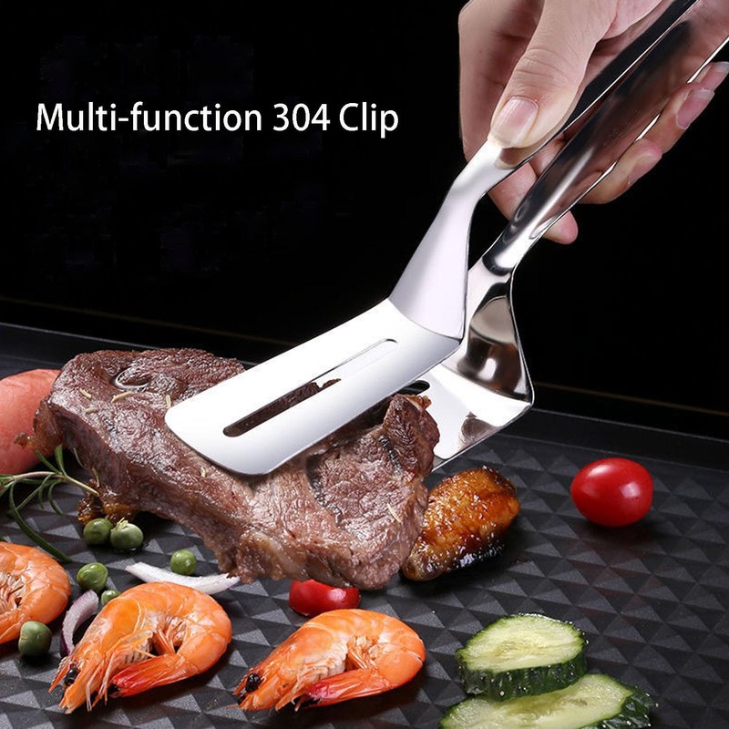 Stainless Steel Spatula Tongs Steak Clamps, for Steak, Fish, Chicken