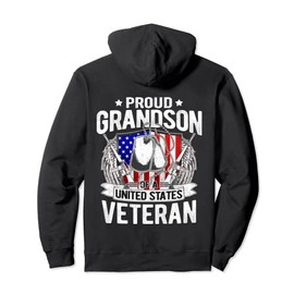 Proud Grandson Of US Veteran - Pro-Military Grandchild Gifts Pullover Hoodie