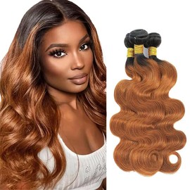 Niciitysi 26 28 30 inch Color 1B30 Bundles Human Hair Light Brown Body Wave Bundles Ombre Two Tone Black and Brown Bundles Double Weft Brazilian Hair Extensions Soft and Silky