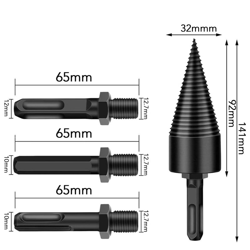 Drill Cone Wood Splitter 32 mm, Wood Splitter Drill with