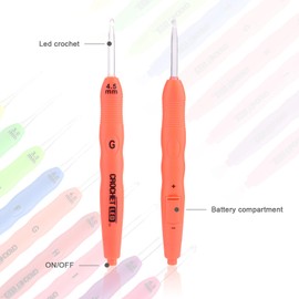 Light up Crochet Hooks with LED Light - LED Lite Hooks - Ergonomic Grip Handles & Organizer. Color Coded Illuminated 9 Hooks for Arthritic Hands - Size 2.5mm to 6.5mm (Blister)