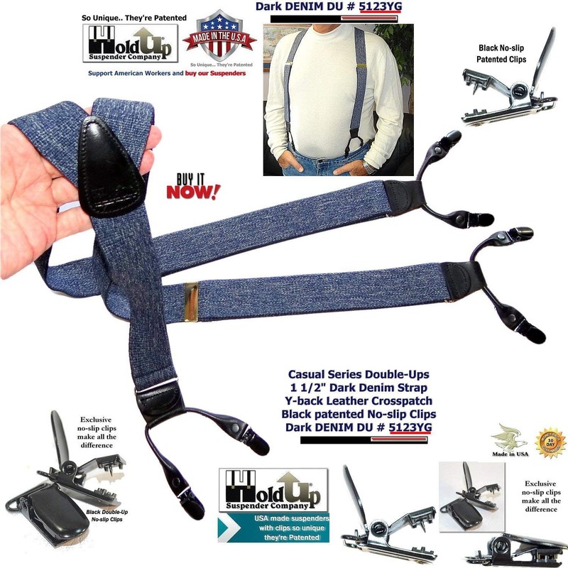 Tirantes de doble clip con doble clip, color azul oscuro,