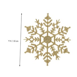 ABOOFAN Golden 10cm Plastic Flash Powder Snowflakes Christmas Ornaments for Tree Wall Window Party Decorations Random Color