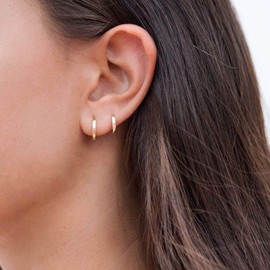 Gacimy Small Gold Huggie Hoop Earrings for Women, 14K Gold Plated Tiny Cartilage Earrings for Women, Yellow Gold 10mm