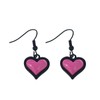 Pink and Black Heart Earrings for Women 3D Black Pink