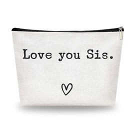 Love You Sis Makeup Bags for Women Girls Big Lil Sister Birthday Christmas Gifts for Friends Bestie Friendship Gifts for Sister Cosmetic Bag Gifts from Sister Makeup Case for Big Little Sis Travel Bag
