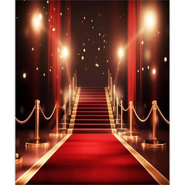 Red Carpet Backdrop 8x10ft Fabric Stage Award Ceremony Banner Fashion Show Photos VIP Party Decor Movie Night Decor Red Carpet Birthday Banner Graduation Photos Senior Prom Backdrop