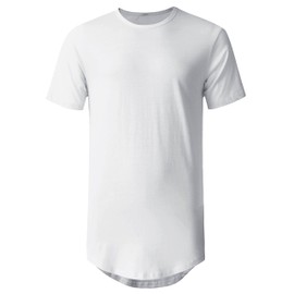 Hat and Beyond Mens Hipster Curve Hem Droptail Tee Premium Longline T Shirts (X-Large, 1hc01_White)