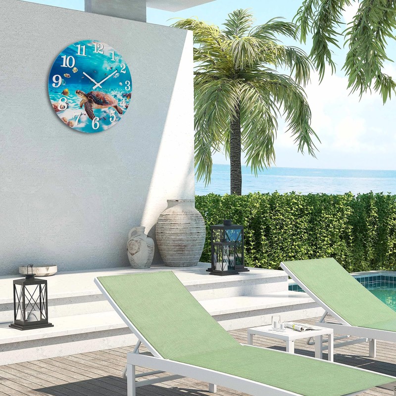 Yoiolclc Outdoor Clock Waterproof Ocean Nautical Wall Clocks for Patio