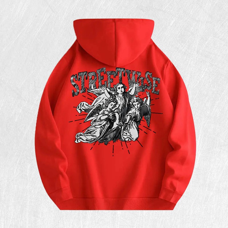 Streetwise Angel Graphic Hoodie 100% Cotton US Warehouse 6 ColorsColor: