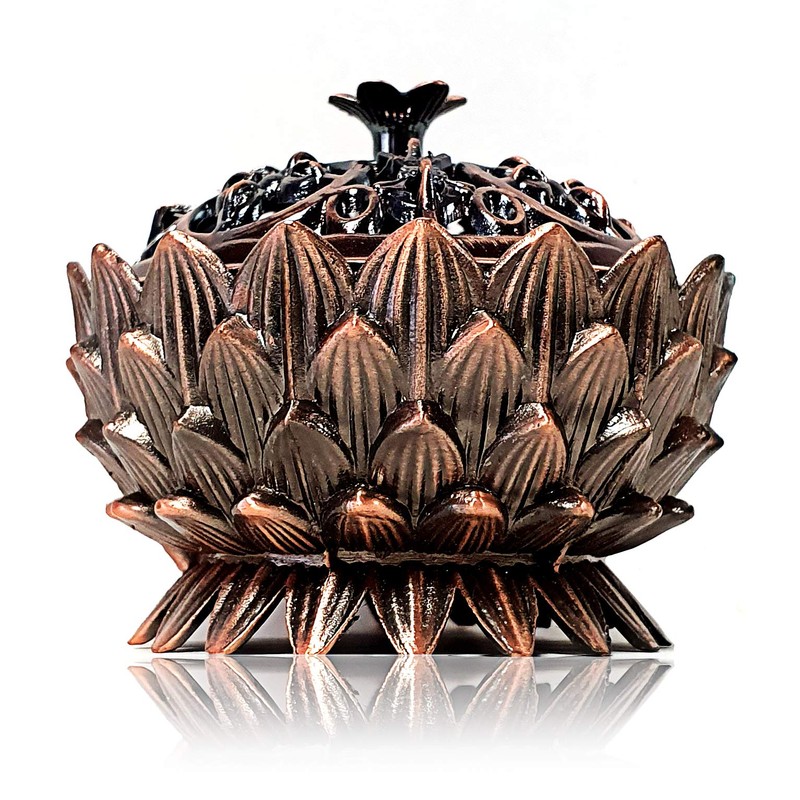 YOUZiNGS Copper Brass Incense Bowl with Lid Charcoal Burner for