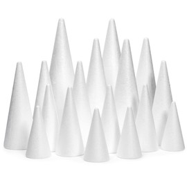 18 Pack Foam Cones for Crafts, 5 Assorted Sizes for Trees, Holiday Decorations, Handmade Gnomes (White, 4,6,8,10,12")