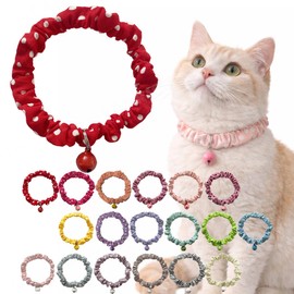 Canrio Cat Collar, Scrunchie, Simple, Mini Dot, Red, MS Size, 8.7 - 9.1 inches (22 - 23 cm), Made in Japan, Lightweight