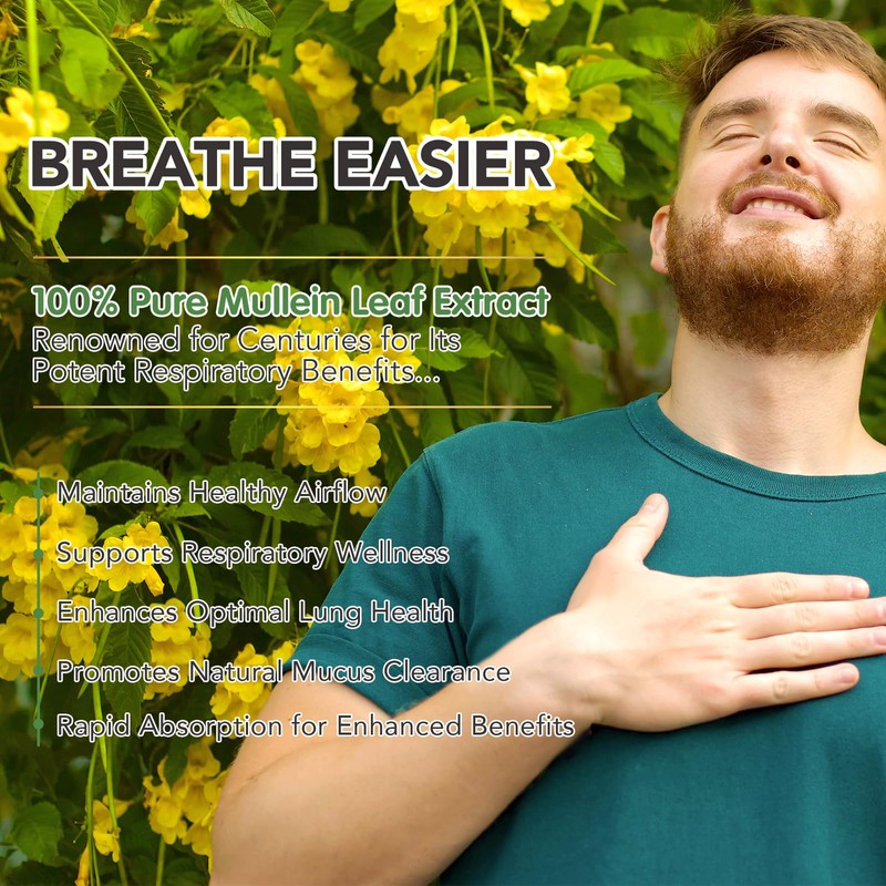 Mullein Leaf Extract for Lungs, 60ml Mullein Leaf Liquid Drops,Natural