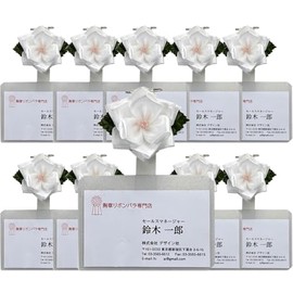Ribbon Rosa Specialty Shop Rose Name Tag Nameplate, Set of 10, Insignia, Compatible with Vertical Business Cards, Business Card Holder, Recitals, Events, Parties, Ceremonies, Competitions (White)