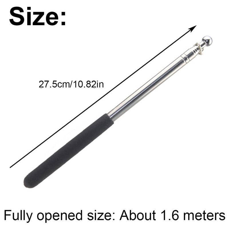 HGOCAHUZI 1.6m Telescopic Handheld Flagpole Stainless Steel Extendable Flag Pole