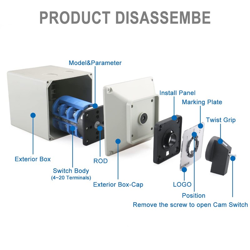 Baomain Universal Rotary Changeover Switch LW28-32/D303.3D with Master Switch Exterior
