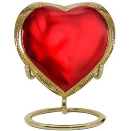 Trupoint Memorials Small Urns for Human Ashes Keepsake, Mini Heart Urn with Stand, Decorative Cremation Urns for Adult Men & Women – Set of 4, Red