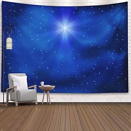 Large Tapestry,Gesmatic Blue Tapestry 92.5X70.9 Inches Big Size Wall Art Tapestry Starry Night Tapestry Shining Christmas Star Night Sky Background Tapestries for Men Star Tapestry