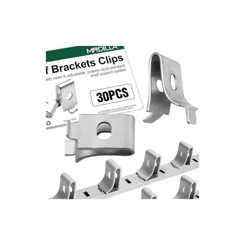 30Pcs Stainless Steel Adjustable Shelf Brackets Clips,Silver Metal Shelf Clips