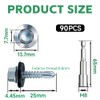 4.8x25 mm Self-Drilling Roofing Screws, 90 pcs Hex Head Self