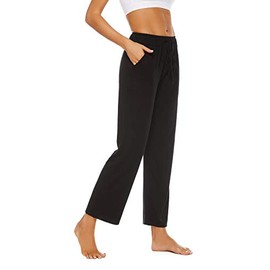 BATHRINS Womens Comfy Lounge Pants Loose Yoga Pants Drawstring Soft Pajama Pants with Pockets Black