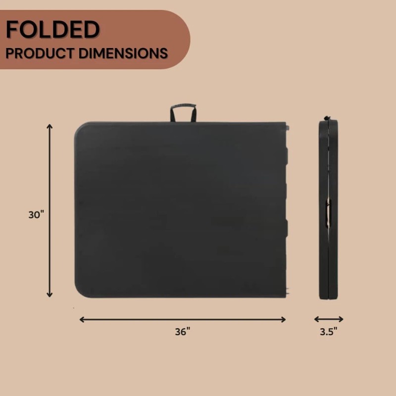 New Home Era 6ft Plastic Folding Table, Fold-in-Half Portable Utility