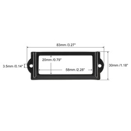 sourcing map Metal Label Holders, 83x30mm 40pcs File Name Card Tag Label Holder Frame for Office Library Drawer Cabinet Shelves, Black