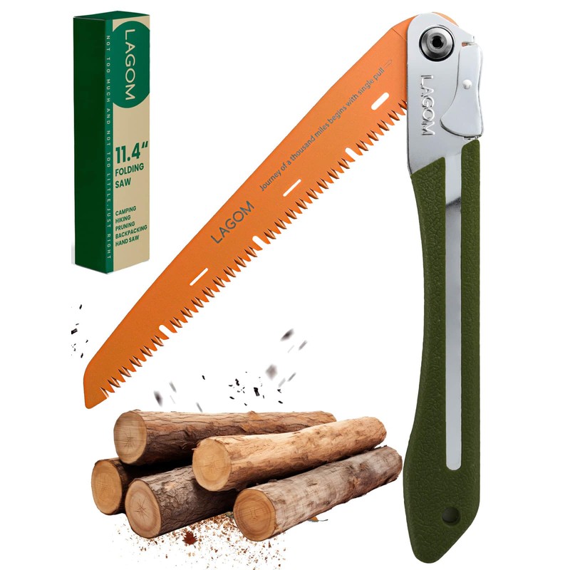 LAGOM Folding Camp Saw for Cutting Branches, 11.4" Straight Blade