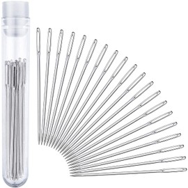 Large-Eye Stitching Needles for Leather Projects with Clear Bottle, 20 Pieces (5.2 cm)