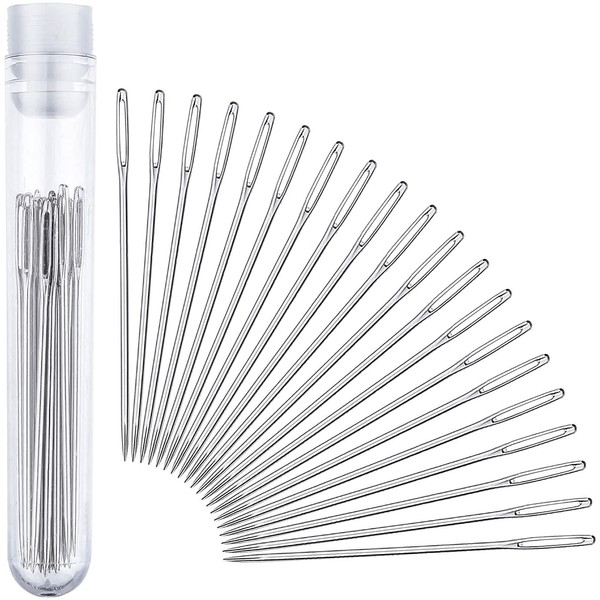 Large-Eye Stitching Needles for Leather Projects with Clear Bottle, 20