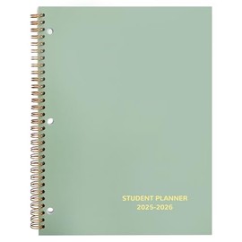 Student Planner 2025-2026 Monthly & Weekly School Planner 2025-2026 Student Planners Academic Year for Middle and High School, Aug 2025 - Jun 2026, 8.2" x 10.7", Stickers & 3-Hole Punched - Green