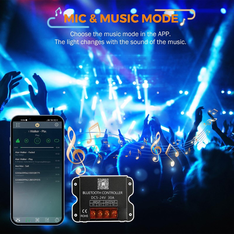 BEAMNOVA 100Ft Blue Commercial Storefront Lights Kit, Remote or Bluetooth