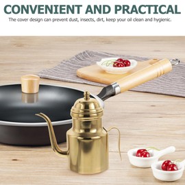 Cabilock Oil Dispenser Vinegar Dispenser Bottle Stainless Steel Oil Can Container with Handle for Kitchen Restaurant Cooking BBQ Golden