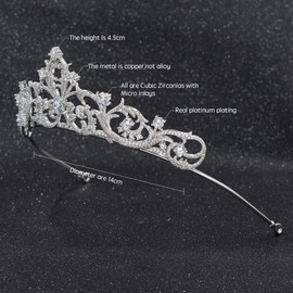 Tiara Real de Circonita Cúbica para Boda, Cristales Novia Diadem Tiaras Accesorios para el Cabello para Niña CH10256