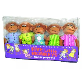 MerryMakers Five Little Monkeys Finger Puppet Playset Set of 5 Eco-Friendly 5 Inches