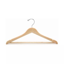Only Hangers Natural 17" Flat Wooden Suit Hanger w/ Bar Box of 10