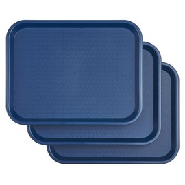 Miamex 3 x Blue Rectangular Plastic Fast Food Canteen Breakfast Trays