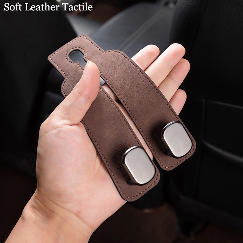 Car Headrest Hooks for Purses and Bags, Double Flexible Leather