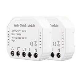 2Pcs WiFi Smart Light Switch DIY Breaker Module Smart Life/Tuya App Remote Control,Compatible with Alexa Echo -Home