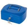 Cash Box Q-CONNECT Medium 205x85x160mm Blue/Office Equipment/Type-Medium Size/Shape-Rounded/Material-Metal/Colour-Blue/Dimensions (mm)-205x85x160