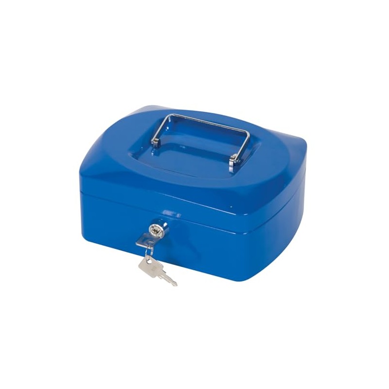 Cash Box Q-CONNECT Medium 205x85x160mm Blue/Office Equipment/Type-Medium Size/Shape-Rounded/Material-Metal/Colour-Blue/Dimensions (mm)-205x85x160