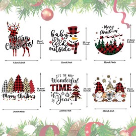 Christmas Iron On Transfers Christmas Heat Transfer Vinyl Stickers Elk Snowman Tree Letter Pattern for T-Shirts DIY Decals