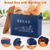 LIANYU Navy Blue Bread Box with Bamboo Cutting Board Lid,