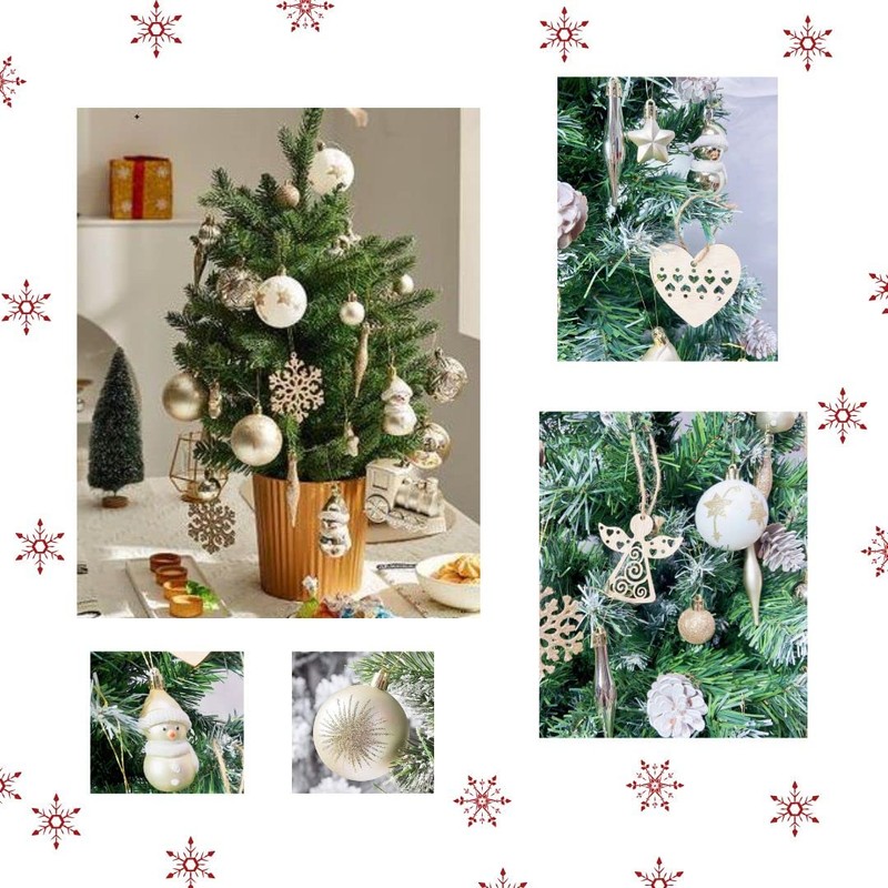 wemitas Christmas Tree Ornament, Gold, Silver, Ornament, Balls, Large Capacity,